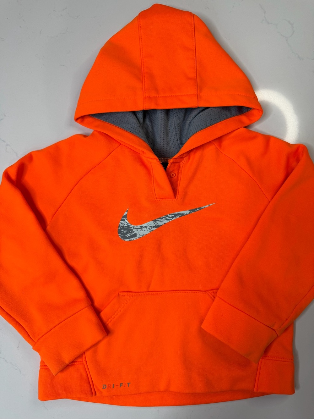 Nike Dri-FIT Toddler 24M Orange Pullover Hoodie Gray Swoosh Athletic